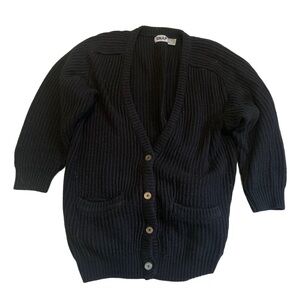 💜 V-Neck Black Cardigan with Pockets by SNAP - Size M/M
